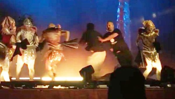 Social media video grab of the moment a man stabbed performers on a Riyadh stage. (Video Screenshot)