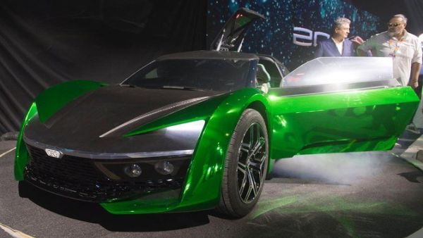 The black and green electric supercar is suitable for all roads. (SPA)