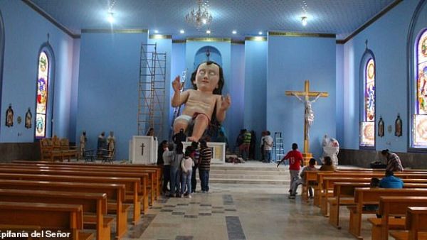 The statue was erected in the La Epifania del Senor church in the neighborhood of Zoquite in Guadalupe in the state of Zacatecas in central Mexico. (Epifania del Senor)