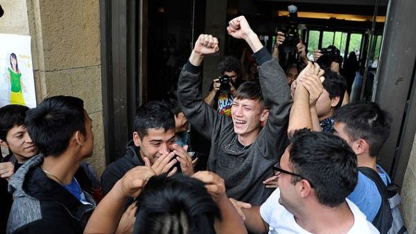 Ezequiel Villalonga (centre), 18, who accused Italian priest Nicola Corradi and two others of sexual abuse while at the Provolo Institute in Mendoza. (AFP/ File Photo)