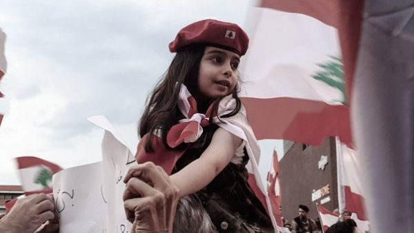 Feminist march departing towards downtown Beirut to join the major demo (Twitter)