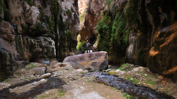 Hiker in wadi Karak valley, Jordan  (Shutterstock)	