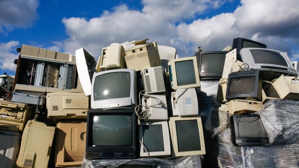 Junked crts computer monitors, tvs and old printers (Shutterstock)	