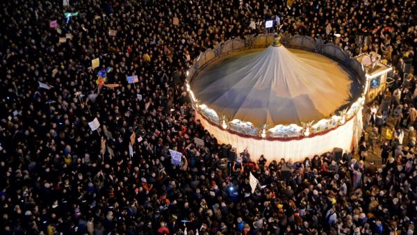 Some 15,000 people gather in Piazza della Republic in Florence during a demonstration of the left-wing anti-Salvini 'Sardine Movement', on November 30, 2019. (AFP/ File Photo)