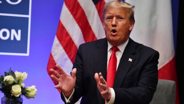 US President Donald Trump speaks during a bilateral meeting with Italy's Prime Minister Giuseppe Conte (unseen) at the NATO summit at the Grove hotel in Watford, northeast of London on December 4, 2019. Nicholas Kamm / AFP