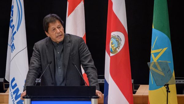 Pakistan's Prime Minister Imran Khan delivers a speech during the opening of the Global Refugee Forum, on December 17, 2019 in Geneva. (AFP/ File Photo)