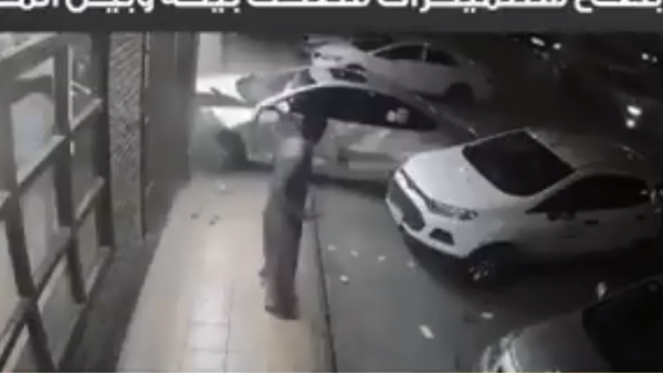 Car crashes into restaurant, nearly crushes man to death. (Twitter/ Video Screenshot)