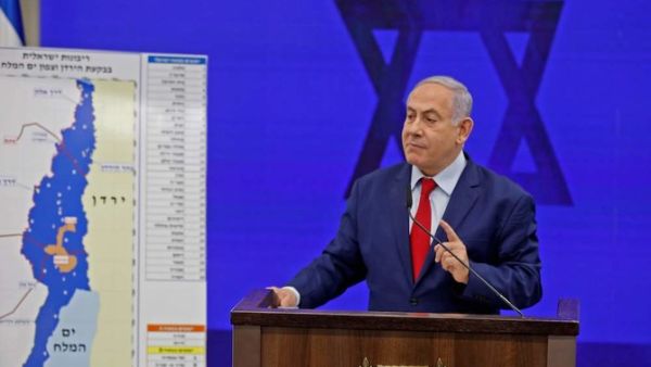 Israeli Prime Minister Benjamin Netanyahu gives a statement in Ramat Gan, near the Israeli coastal city of Tel Aviv, on September 10, 2019. Netanyahu pledged to apply Israeli sovereignty over West Bank’s Jordan Valley if re-elected. (AFP)