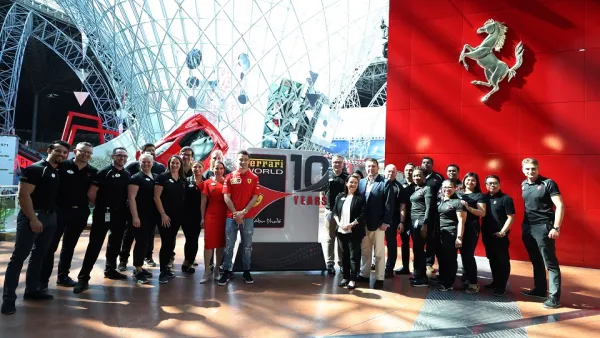 Scuderia Ferrari Driver Charles Leclerc Makes a Pit Stop at Ferrari World Abu Dhabi Ahead of the 2019 Abu Dhabi Grandprix Showdown