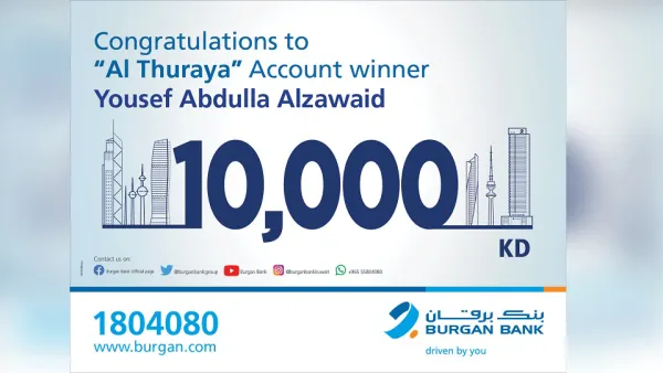 The draw rewards new and existing customers who transfer their salary to Burgan Bank by offering them a chance to win KD 10,000 every month.