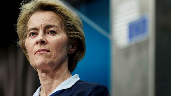 In this file photo taken on December 13, 2019 President of the European Commission Ursula von der Leyen looks on during a press conference at the Europa building in Brussels. EU chief Ursula von der Leyen urged Iran and Iraq on January 6, 2020 not to further escalate a crisis in the region as tensions with Washington soared following a US drone strike that killed a top Iranian general. KENZO TRIBOUILLARD / AFP