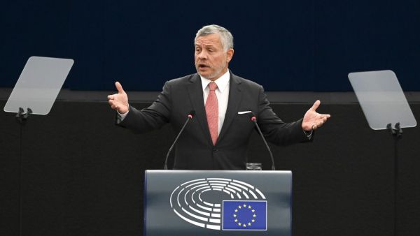 Jordanian King Abdullah II gestures as he delivers a speech at the European Parliament, on January 15, 2020, in Strasbourg, eastern France. Frederick FLORIN / AFP