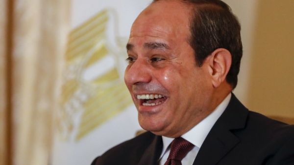 Egyptian President Abdul Fattah al-Sisi smiles prior a meeting for bi-lateral talks with US Secretary of State prior a Peace summit on Libya in Berlin on January 19, 2020. World powers on January 19, 2020. (AFP/ File Photo)