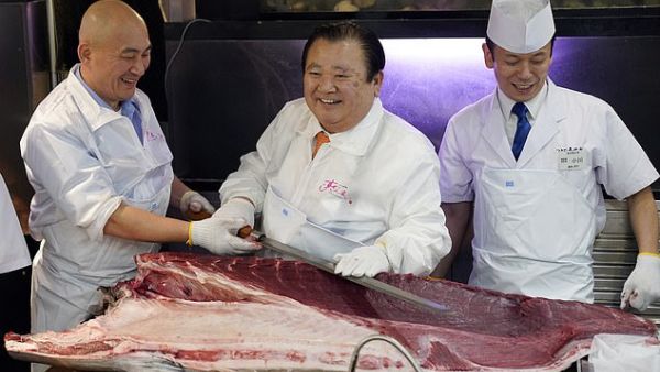 Kiyoshi Kimura, who runs a successful sushi restaurant chain, paid 193million yen to purchase a 608-pound (276kg) bluefin tuna. (EPA)