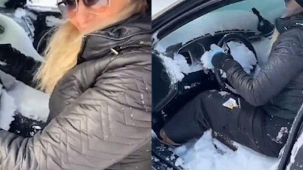 The vehicle is covered in a thick sheet of snow. St. John's Airport measured 30 inches on Friday - their record level of snowfall dating to 1942. (Twitter)