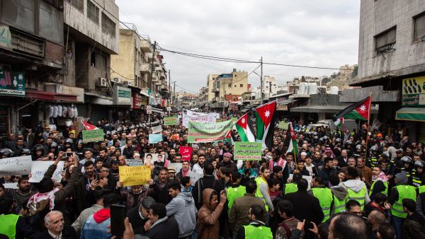 Jordanian security forces prevented the protesters from reaching the symbolic Al-Nakheel Square in the capital. (Twitter)