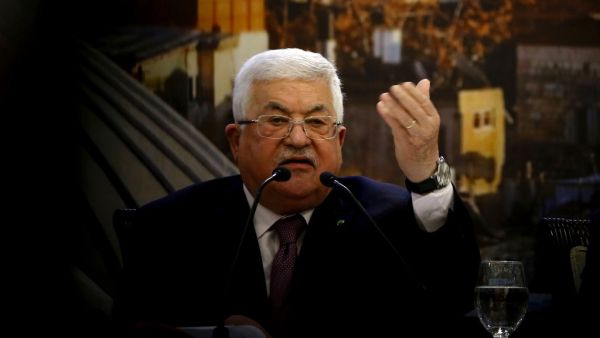 Palestinian president Mahmud Abbas gestures as he delivers a speech in the West Bank city of Ramallah on January 28, 2020, following the announcement by US President Donald Trump of the Mideast peace plan. ABBAS MOMANI / AFP
