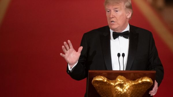 US President Donald Trump speaks during the Governors' Ball in the East Room of the White House in Washington, DC, February 9, 2020. SAUL LOEB / AFP