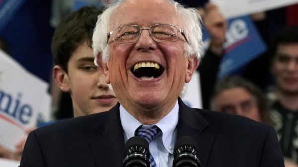 Democratic presidential hopeful Vermont Senator Bernie Sanders speaks at a Primary Night event at the SNHU Field House in Manchester, New Hampshire on February 11, 2020. Bernie Sanders won New Hampshire's crucial Democratic primary, beating moderate rivals Pete Buttigieg and Amy Klobuchar in the race to challenge President Donald Trump for the White House, US networks projected.  TIMOTHY A. CLARY / AFP