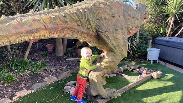  Thanks Dad! Andre Bisson, from Guernsey, spent £1,000 on a dinosaur statue four his four-year-old Theo (pictured), but only realised its size when the delivery company said it wouldn't fit in their truck. (Dailymail)