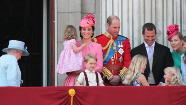 Trooping the Colour Prince George Prince William Kate Middleton & Princess Charlotte Balcony. (Shutterstock)