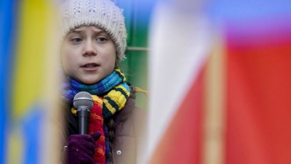 Swedish environmentalist Greta Thunberg speaks during a "Youth Strike 4 Climate" protest march on March 6, 2020 in Brussels. Kenzo TRIBOUILLARD / AFP