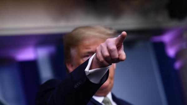 US President Donald Trump speaks during the daily press briefing on the Coronavirus pandemic situation at the White House on March 17, 2020 in Washington, DC. Brendan Smialowski / AFP
