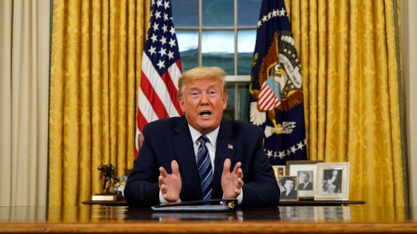 US President Donald Trump addresses the nation from the Oval Office about the widening Coronavirus crisis on March 11, 2020 in Washington, DC. President Trump said the US will suspend all travel from Europe - except the UK - for the next 30 days. Since December 2019, Coronavirus (COVID-19) has infected more than 109,000 people and killed more than 3,800 people in 105 countries. Doug Mills-Pool/Getty Images/AFP POOL / GETTY IMAGES NORTH AMERICA / AFP