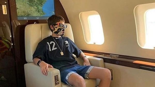 And despite being just 13, Russian model Mark Berman also stocked up on a Louis Vuitton mask as he jetted across the world to continue completing his work assignments (Instagram)
