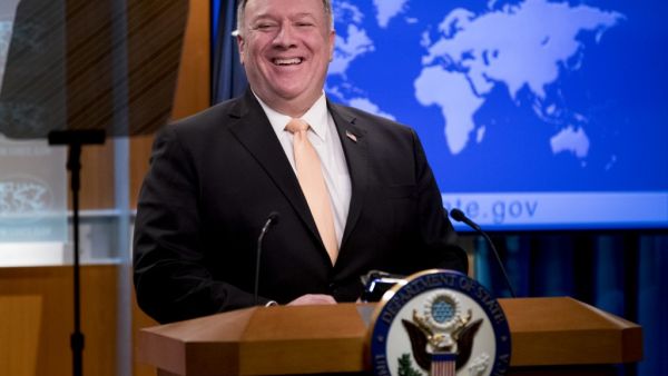 US Secretary of State Mike Pompeo speaks at a news conference on March 31, 2020, in Washington, DC. The US on Tuesday called on Venezuela's Juan Guaido to renounce his claim to the presidency at least temporarily as it recalibrated its strategy to oust leader Nicolas Maduro. Andrew Harnik / POOL / AFP
