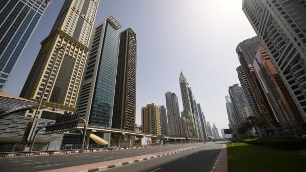 Dubai's Sheikh Zayed road is deserted during a curfew imposed by the authorities in a bid to slow down the spread of the novel coronavirus in the Emirati city on April 5, 2020. AFP/File