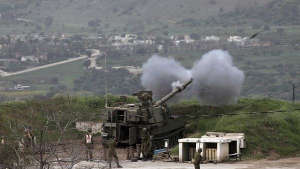 Israeli soldiers take part in a mobile artillery exercise near the border with Syria in the Israeli-occupied Golan Heights on April 5, 2020. JALAA MAREY / AFP