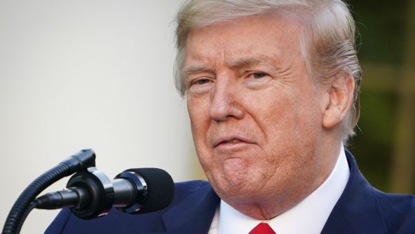 US President Donald Trump speaks during a press conference on the novel coronavirus, COVID-19, in the Rose Garden of the White House in Washington, DC on April 27, 2020. MANDEL NGAN / AFP