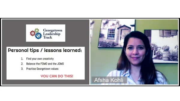 Afsha Kohli, associate director for student development and GLT program organizer  delivering the workshop