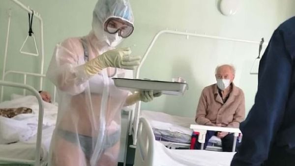 Picture taken by male patient - who said there were 'no complaints' - went viral . (Tulskie Novosti)