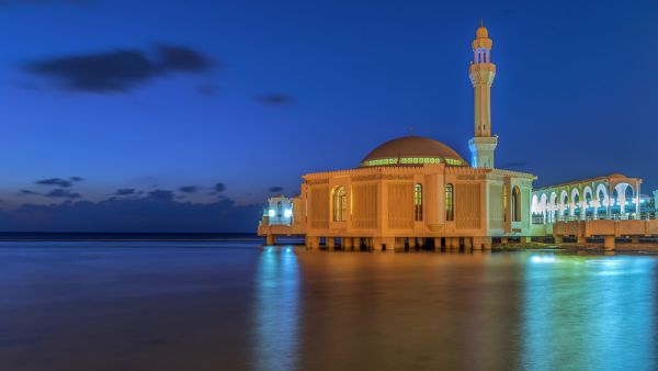 Ar Rahmah Mosque, Jeddah, Saudi Arabia during blue hour. (Shutterstock/ File Photo)