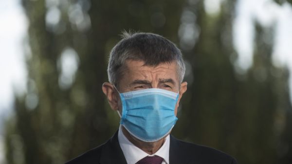 Czech Prime Minister Andrej Babis wears a face mask as he gives a statement with his Slovakian counterpart (not in picture) during a meeting on June 3, 2020 in Prague. Michal Cizek / AFP