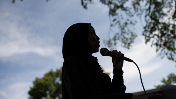 Rep. Ilhan Omar (D-MN) speaks to a crowd gathered for a march to defund the Minneapolis Police Department on June 6, 2020 in Minneapolis, Minnesota. The march commemorated the life of George Floyd who was killed by members of the MPD on May 25. Stephen Maturen/Getty Images/AFP