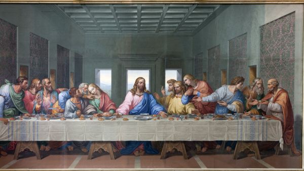 Mosaic of Last supper of Jesus by Giacomo Raffaelli in the Minoriten church from year 1816 as copy of Leonardo da Vinci work on January 15. 2013 in Vienna  (Shutterstock)	