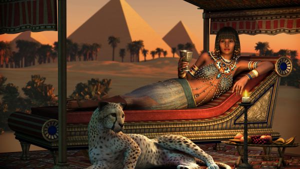 3d computer graphics of an ancient Egyptian lady and a tame cheetah. (Shutterstock/ File Photo)