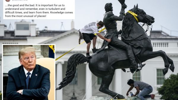 ترامب يتوعد الذين يحاولون تدمير المنحوتات التاريخية في بلاده