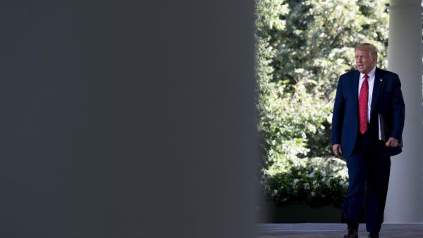 US President Donald Trump arrives to deliver a press conference in the Rose Garden of the White House in Washington, DC, on July 14, 2020. JIM WATSON / AFP