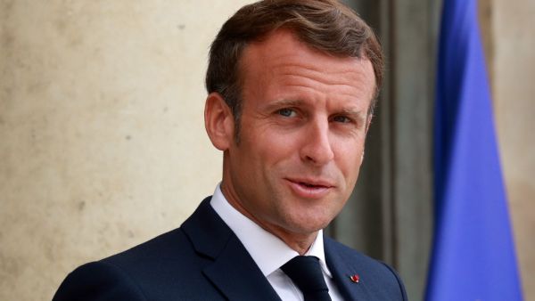 French president Emmanuel Macron is seen after welcoming Spanish Prime minister ahead of a meeting, on July 15, 2020 at the Elysee palace in Paris. Ludovic Marin / AFP