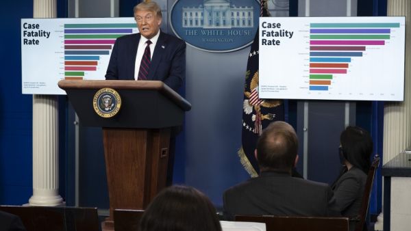 US President Donald Trump speaks during a briefing of the Coronavirus Task Force in the Brady Briefing Room of the White House on July 21, 2020, in Washington, DC. Trump warned that the coronavirus crisis in the US is likely to "get worse before it gets better." "Some areas of our country are doing very well," Trump said at his first formal White House virus briefing since the end of April. JIM WATSON / AFP