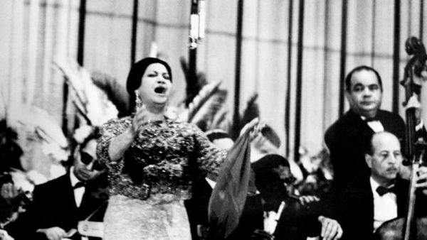 Undated photo of singer Oum Kalthoum in concert in Cairo. (AFP)