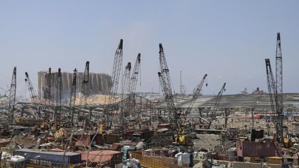 The grain silo at Beirut's port is pictured amid the rubble and debris in the aftermath of yesterday's blast that tore through Lebanon's capital and resulted from the ignition of a huge depot of ammonium nitrate at the port, on August 5, 2020. Rescuers searched for survivors in Beirut after a cataclysmic explosion at the port sowed devastation across entire neighbourhoods, killing more than 100 people, wounding thousands and plunging Lebanon deeper into crisis. The blast, which appeared to have been caused 