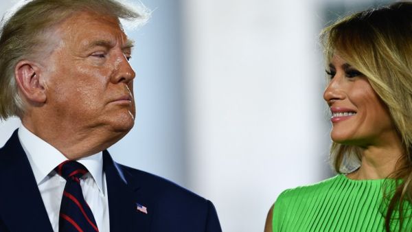 US First Lady Melania Trump smiles to US President Donald Trump atthe conclusion of the final day of the Republican National Convention from the South Lawn of the White House on August 27, 2020 in Washington, DC. Brendan Smialowski / AFP