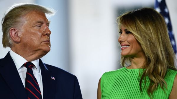 US First Lady Melania Trump smiles to US President Donald Trump atthe conclusion of the final day of the Republican National Convention from the South Lawn of the White House on August 27, 2020 in Washington, DC. Brendan Smialowski / AFP