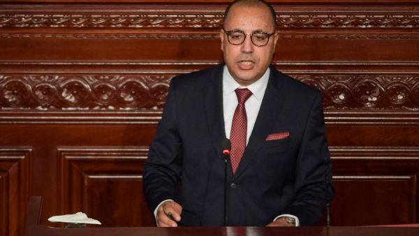 Hichem Mechichi, Prime Minister-designate of Tunisia, delivers a speech to members of parliament as they hold session of confidence in the capital Tunis on September 1, 2020. Fethi Belaid / AFP