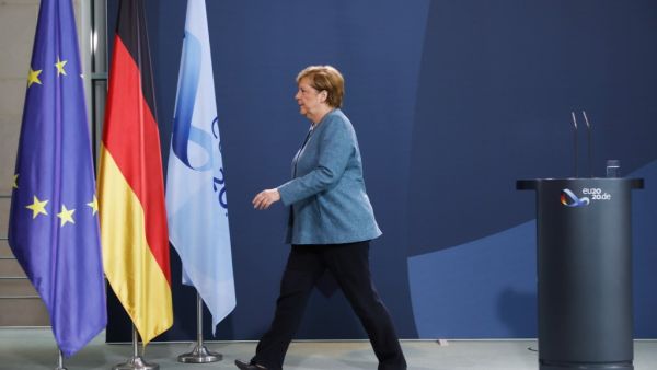 German Chancellor Angela Merkel leaves at the end of her statement on September 2, 2020 at the Chancellery in Berlin after tests carried out by the German army on Russian opposition leader Alexei Navalny have provided "unequivocal evidence of a chemical nerve agent from the Novichok family."Markus Schreiber / POOL / AFP
